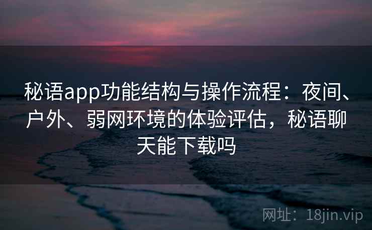 秘语app功能结构与操作流程：夜间、户外、弱网环境的体验评估，秘语聊天能下载吗